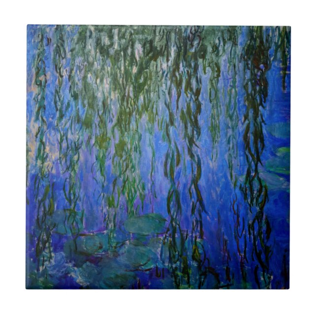 Claude Monet - Wasserlilien mit weinender Weide Fliese (Vorderseite)
