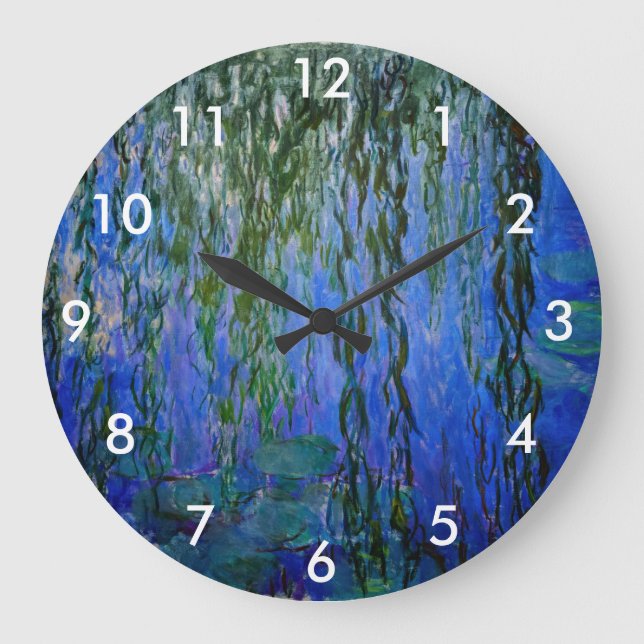 Claude Monet - Wasserlilien mit weinender Weide Große Wanduhr (Vorderseite)