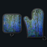 Claude Monet - Wasserlilien mit weinender Weide Ofenhandschuh & Topflappen-Set<br><div class="desc">Wasserhähne mit weinenden Weidenzweigen / Nympheas avec rameaux de saule von Claude Monet in den Jahren 1916-1919</div>