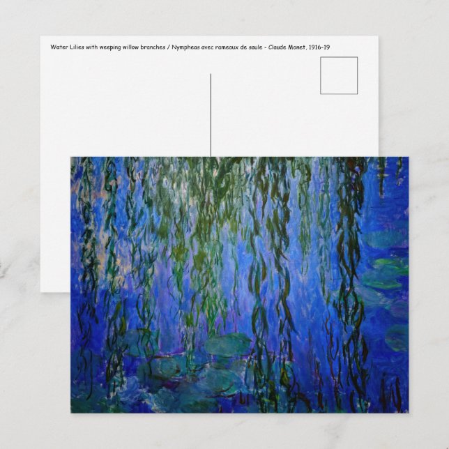 Claude Monet - Wasserlilien mit weinender Weide Postkarte (Vorne/Hinten)