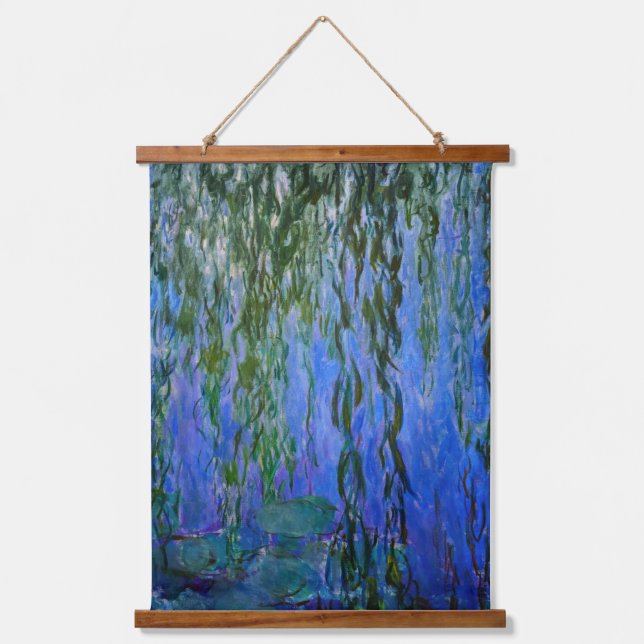 Claude Monet - Wasserlilien mit weinender Weide Wandteppich Mit Holzrahmen (Vorderseite)