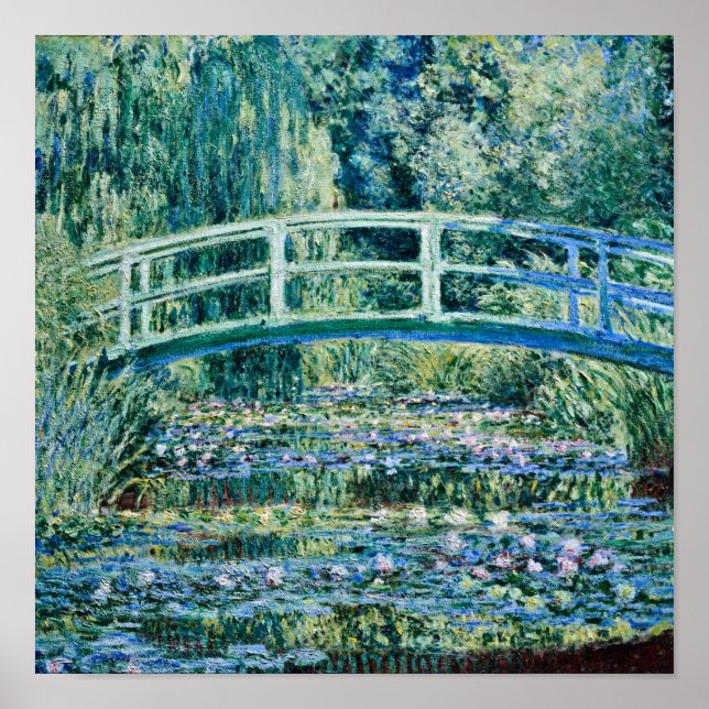 Claude Monet - Wasserlilien und japanische Brücke Poster (Vorne)