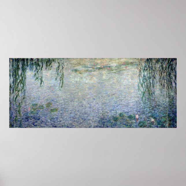 Claude Monet | Wasserlilien weinen Willows-Zentrum Poster (Vorne)