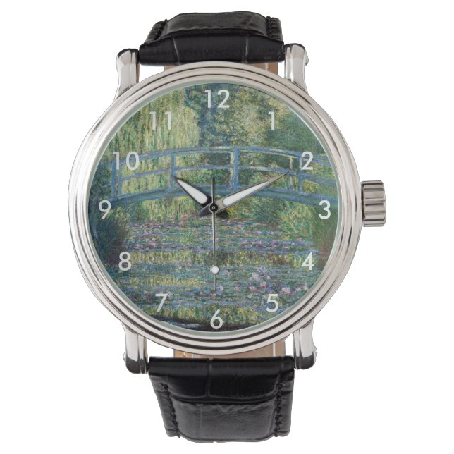 Claude Monet - Wasserliliensee, grüne Harmonie Armbanduhr (Vorderseite)