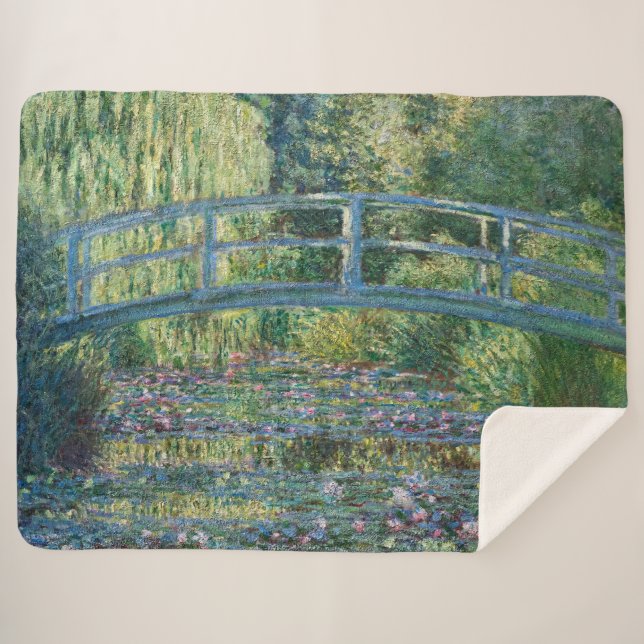 Claude Monet - Wasserliliensee, grüne Harmonie Sherpadecke (Vorderseite (Horizontal))