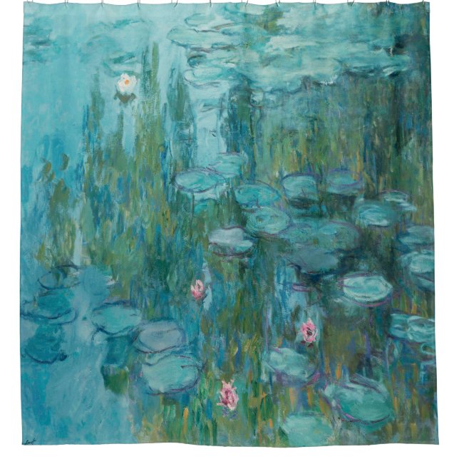Claude Monet, Water Lilies, 1915, Aqua Blue Duschvorhang (Vorderseite)