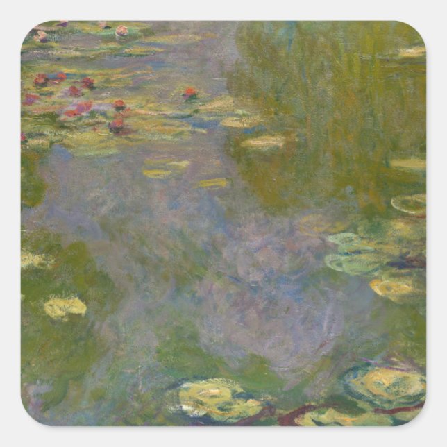Claude Monet Water Lilies, 1919 Quadratischer Aufkleber (Vorderseite)