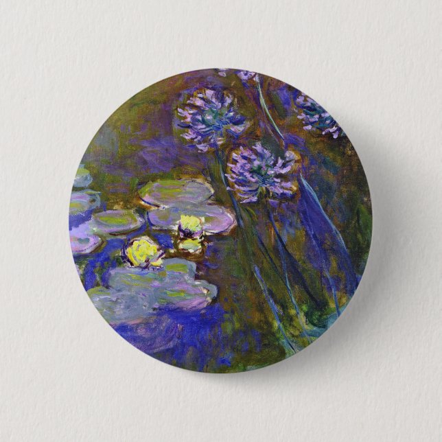 Claude Monet Water Lilies Agapanthus Button (Vorderseite)
