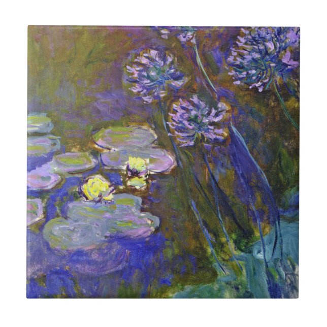Claude Monet Water Lilies Agapanthus Fliese (Vorderseite)