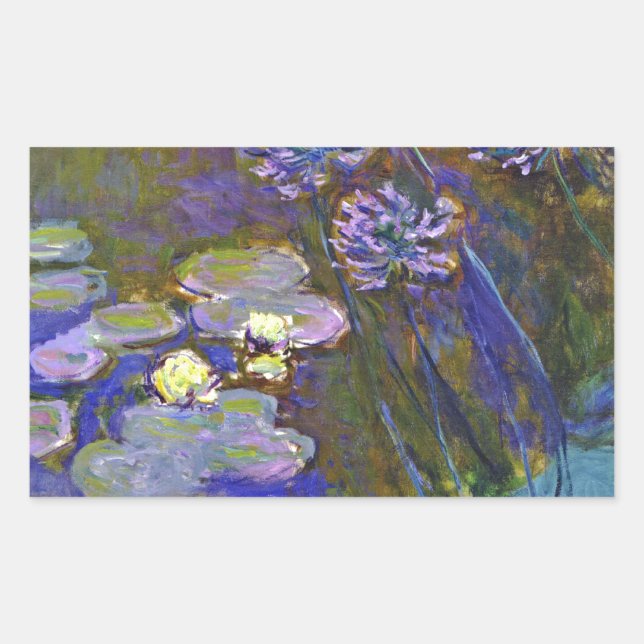 Claude Monet Water Lilies Agapanthus Rechteckiger Aufkleber (Vorderseite)