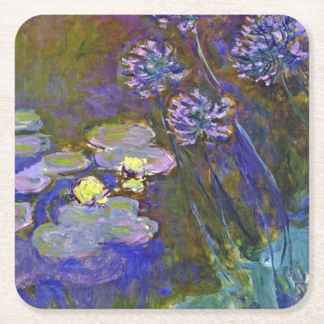 Claude Monet Water Lilies Agapanthus Rechteckiger Pappuntersetzer (Vorderseite)