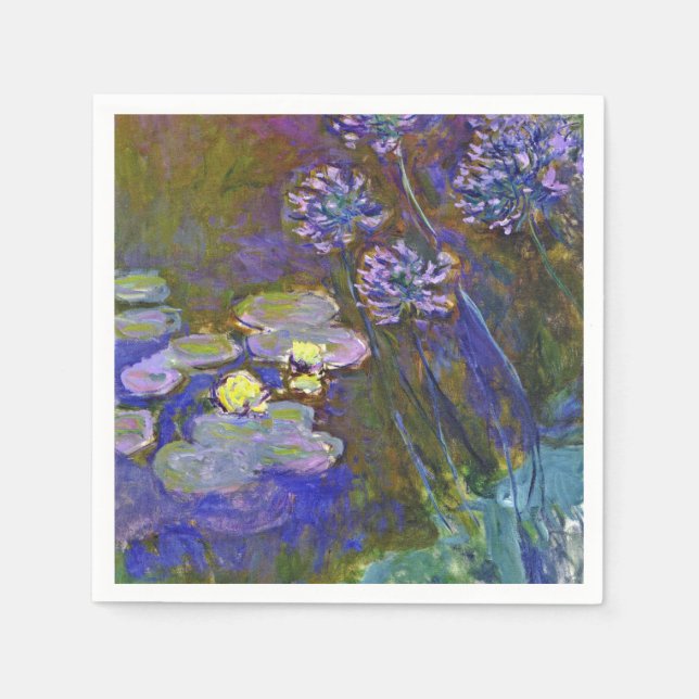 Claude Monet Water Lilies Agapanthus Serviette (Vorderseite)