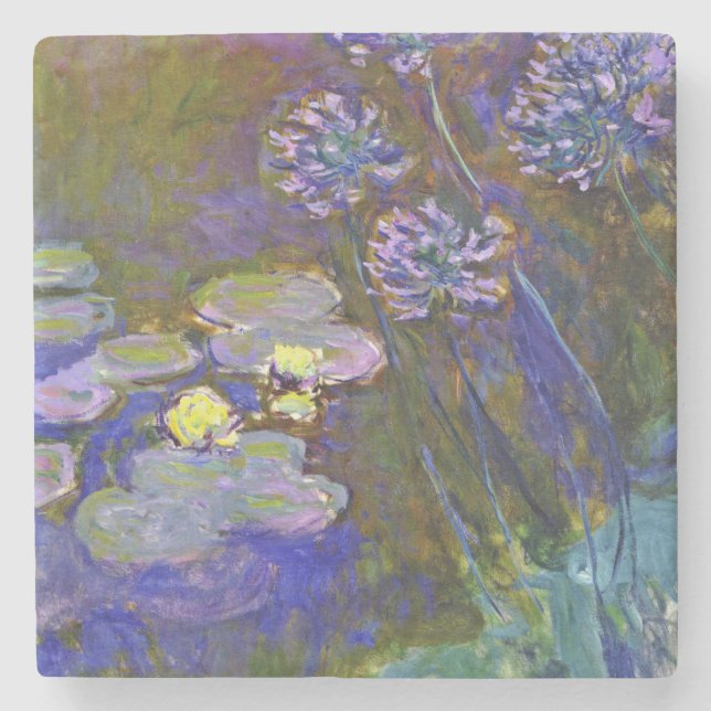 Claude Monet Water Lilies Agapanthus Steinuntersetzer (Vorderseite)