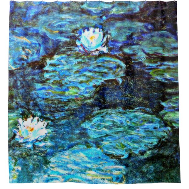 Claude Monet - Water Lilies, blau - Duschvorhang (Vorderseite)