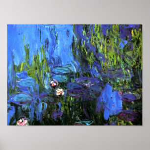 Claude Monet: Water-Lilies, blaues Indigo Poster