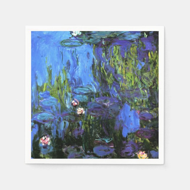 Claude Monet: Water-Lilies, blaues Indigo Serviette (Vorderseite)