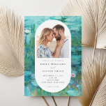 Claude Monet Water Lilies Foto Wedding<br><div class="desc">Elegante,  moderne Hochzeitseinladung mit Claude Monet Water Lilies Gemälde und Ihrem Foto.</div>