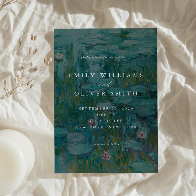 Claude Monet Water Lilies Minimalistisch Hochzeit Einladung (Von Creator hochgeladen)