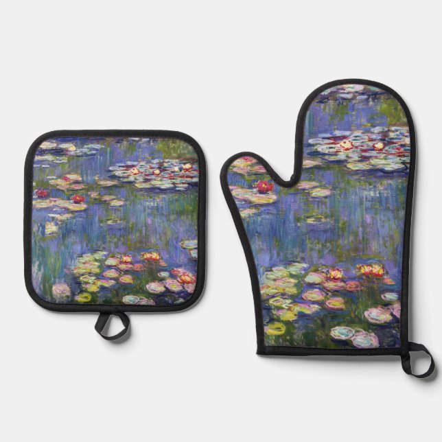 Claude Monet - Water Lilies / Nympheas Ofenhandschuh & Topflappen-Set (Vorderseite)