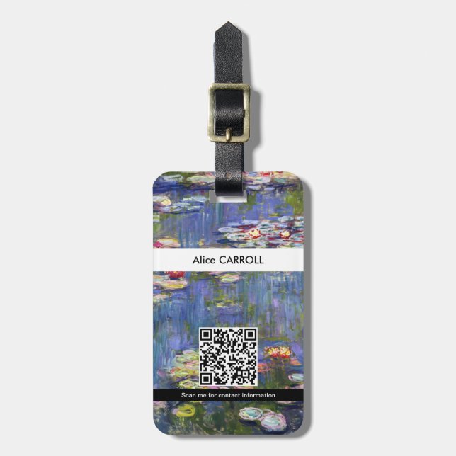 Claude Monet - Water Lilies / Nympheas - QR-Code Gepäckanhänger (Vorderseite vertikal)