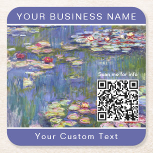 Claude Monet - Water Lilies / Nympheas - QR-Code Rechteckiger Pappuntersetzer