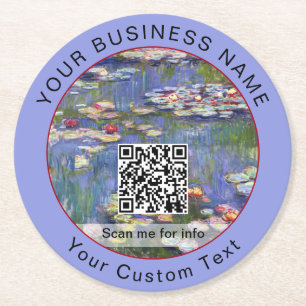 Claude Monet - Water Lilies / Nympheas - QR-Code Runder Pappuntersetzer