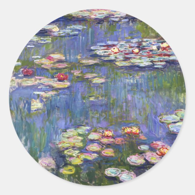 Claude Monet - Water Lilies / Nympheas Runder Aufkleber (Vorderseite)