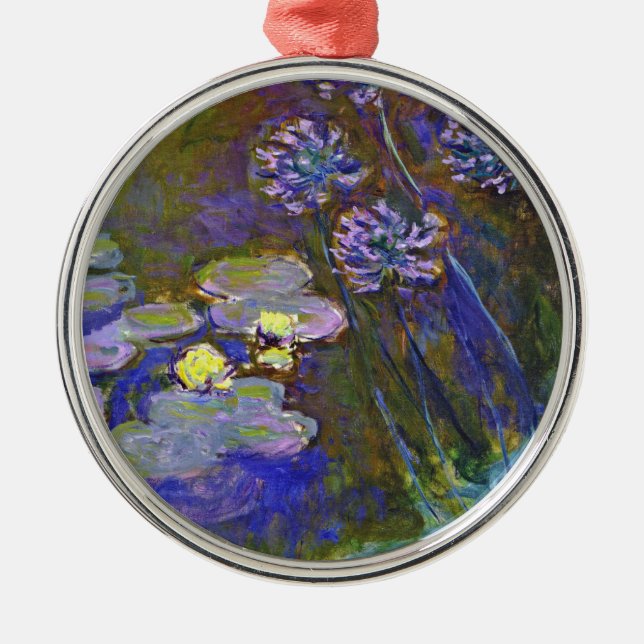 Claude Monet Water Lilies und Agapanthus Ornament Aus Metall (Vorne)