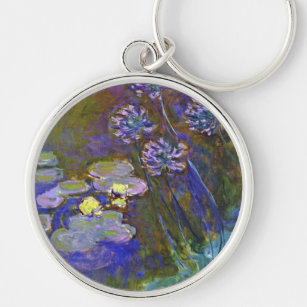 Claude Monet Water Lilies und Agapanthus Schlüsselanhänger