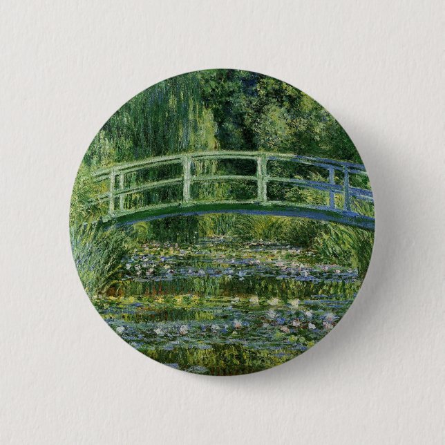 Claude Monet Water Lilies und Japanische Brücke Button (Vorderseite)
