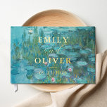 Claude Monet Water Lilies Wedding Gästebuch<br><div class="desc">Gästebuch für Hochzeiten mit Monogrammnamen und Datum in Goldfolie mit Claude Monet Water Lilies Malhintergrund.</div>