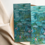 Claude Monet Water Lilies Wedding Menükarte<br><div class="desc">Modernes Hochzeitsmenü mit minimalistischer Monogramm-Typografie und Claude Monet Water Lilies Malhintergrund.</div>