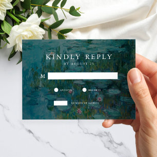 Claude Monet Water Lilies Wedding RSVP Karte