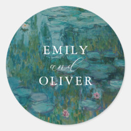 Claude Monet Water Lilies Wedding Runder Aufkleber