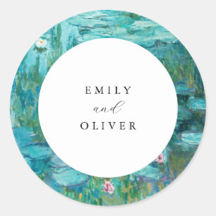 Claude Monet Water Lilies Wedding Runder Aufkleber