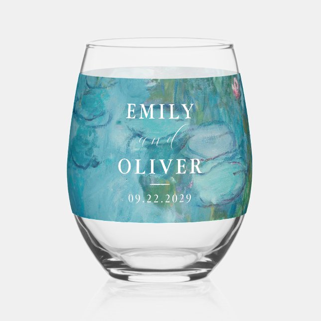 Claude Monet Water Lilies Wedding Weinglas Ohne Stiel (Vorderseite)