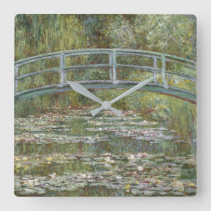 Claude Monet Water Lily Pond (Japanische Brücke) Quadratische Wanduhr