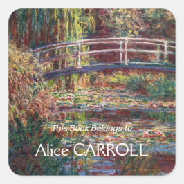 Claude Monet - Water Lily Pond, Pink Harmony Quadratischer Aufkleber
