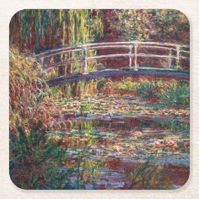 Claude Monet - Water Lily Pond, Pink Harmony Rechteckiger Pappuntersetzer (Vorderseite)