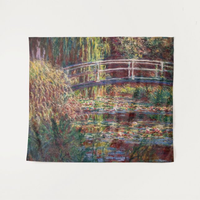 Claude Monet - Water Lily Pond, Pink Harmony Wandteppich (Vorderseite (Horizontal))