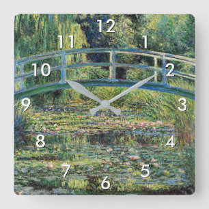 Claude Monet - Water Lily Pond und japanische Brüc Quadratische Wanduhr