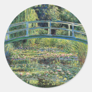 Claude Monet - Water Lily Pond und japanische Brüc Runder Aufkleber