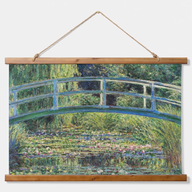 Claude Monet - Water Lily Pond und japanische Brüc Wandteppich Mit Holzrahmen (Vorne)