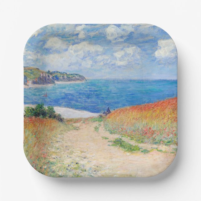 Claude Monet - Weg in den Weizenfeldern bei Pourvi Pappteller (Vorderseite)