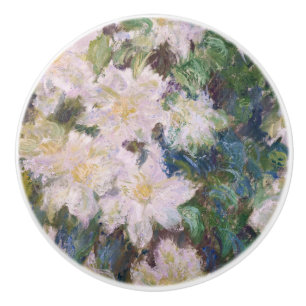 Claude Monet - Weiße Klematis Keramikknauf