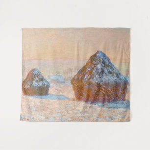 Claude Monet - Weizenscheunen, Schneeeffekt, Morge Wandteppich