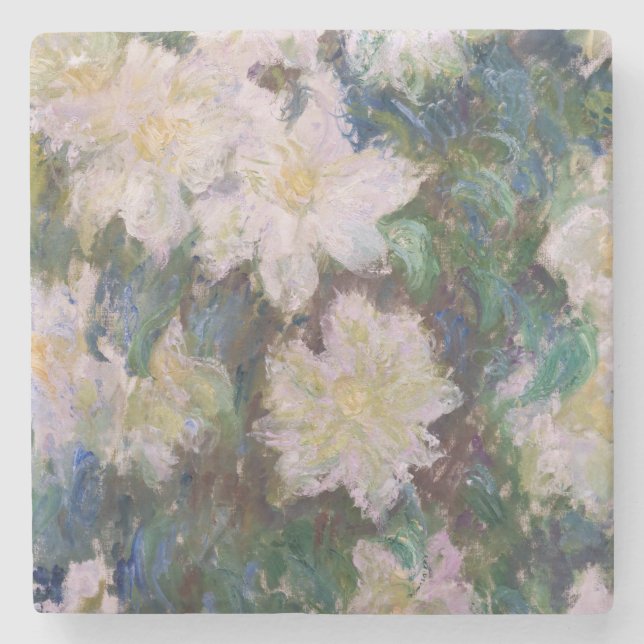 Claude Monet - White Clematis Steinuntersetzer (Vorderseite)