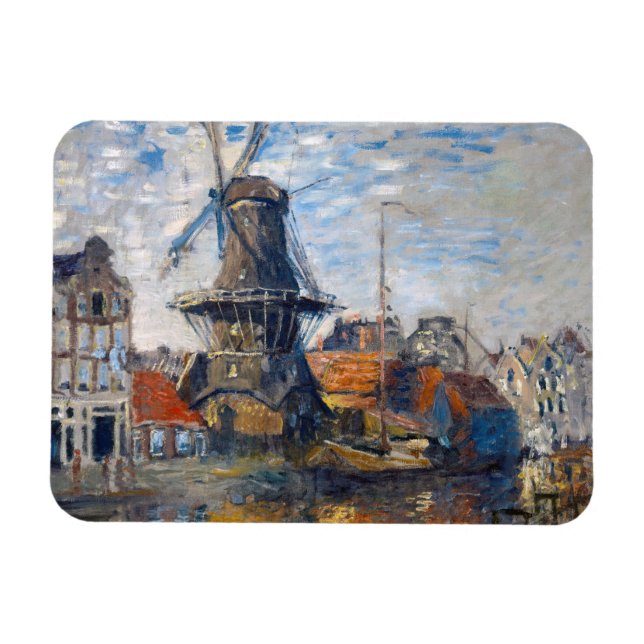 Claude Monet - Windmill, Amsterdam Magnet (Horizontal)