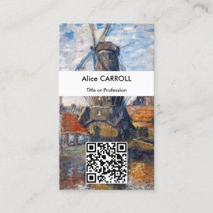 Claude Monet - Windmill, Amsterdam - QR-Code Visitenkarte