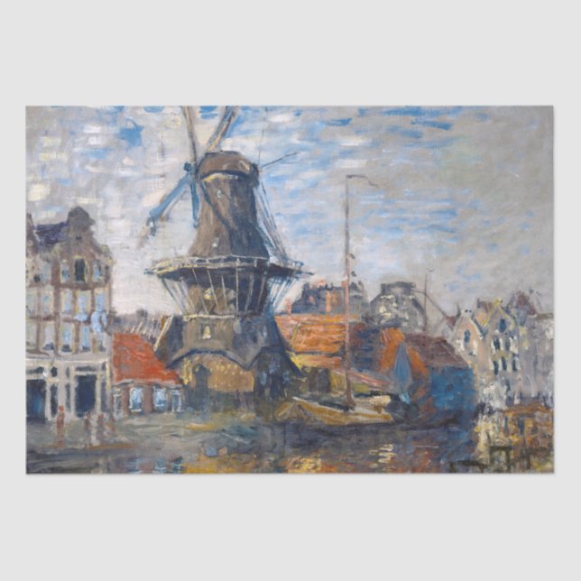 Claude Monet - Windmill, Amsterdam Seidenpapier (Vorderseite)